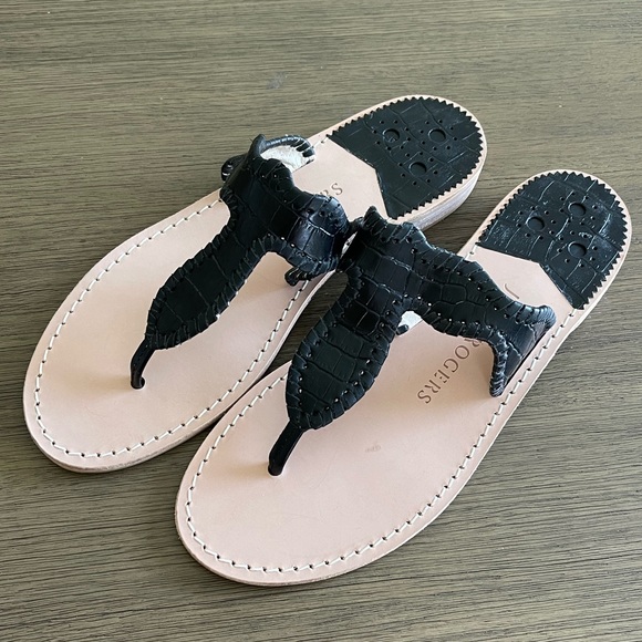 NWOB Jack Rogers Black Thong Sandals